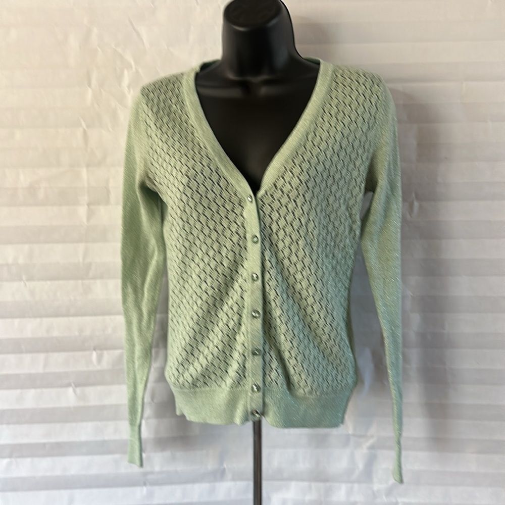 Merona Women’s Pale Green Long Sleeve Cardigan Sweater Size Small